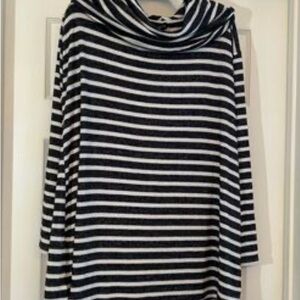 Lane Bryant Plus Size 18/20 Black and White Striped Cowl Neck Sweater